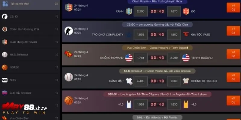 Các trận đấu liên tục diễn ra 