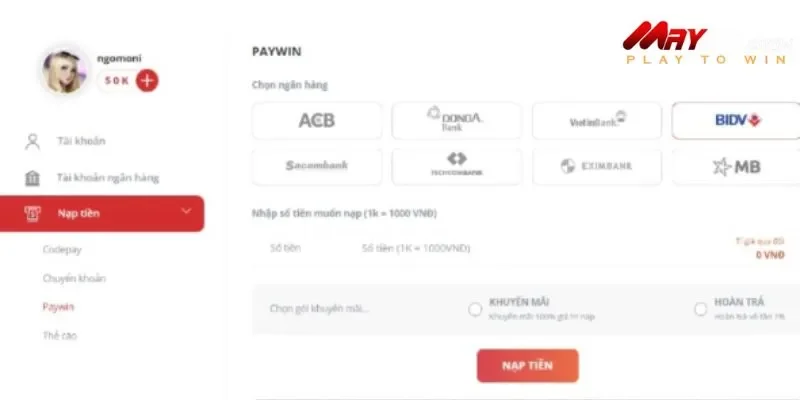 Chọn lựa phương thức giao dịch nạp tiền tiện lợi