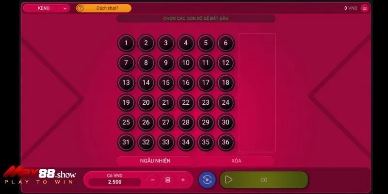 Chọn số nhanh chóng tại hệ thống May88