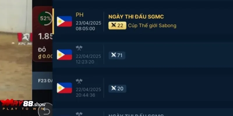 Lịch trình diễn ra trận đấu được cập nhật liên tục