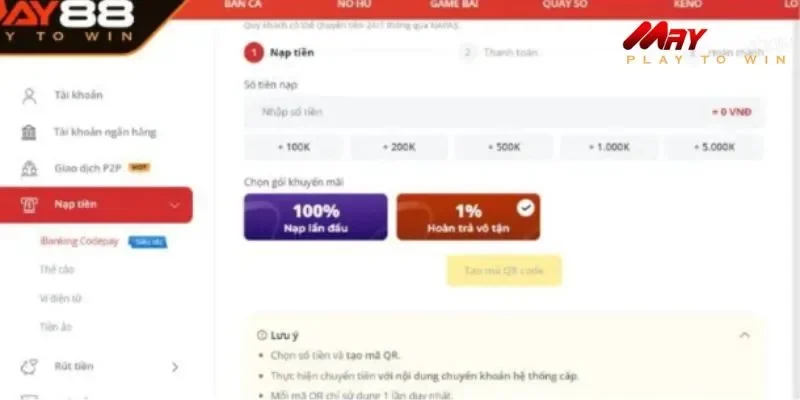 Nhận mức ưu đãi hấp dẫn khi nạp tiền lần đầu