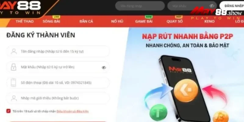 Nhập thông tin đăng ký thành viên dễ dàng
