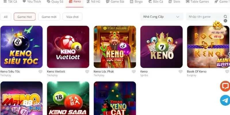 Nhiều thể loại chơi keno xổ số khác nhau