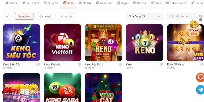 Nhiều thể loại chơi keno xổ số khác nhau