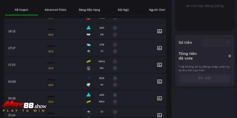 Tìm kiếm thông tin trận đấu đã diễn ra dễ dàng 