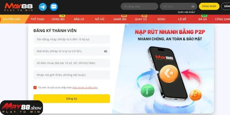 Đăng ký nhanh TK May88 để trải nghiệm kèo bóng đá